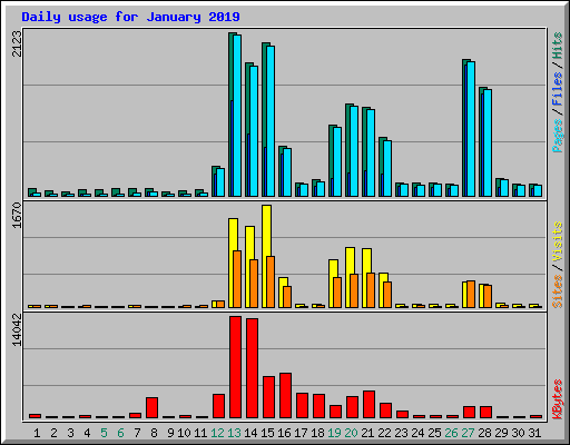 Daily usage for January 2019