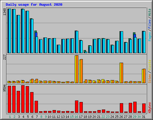 Daily usage for August 2020