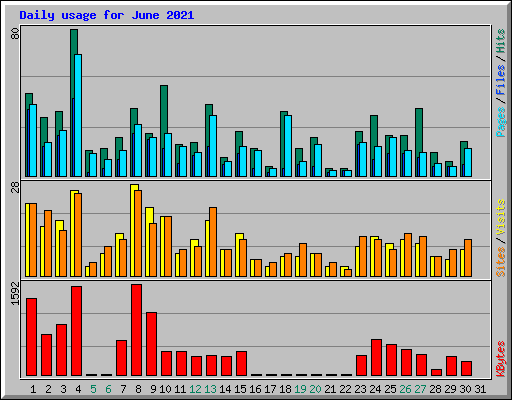 Daily usage for June 2021