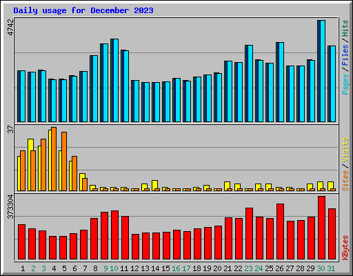 Daily usage for December 2023