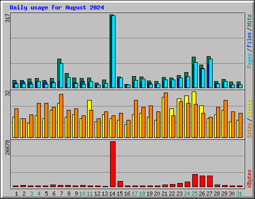 Daily usage for August 2024