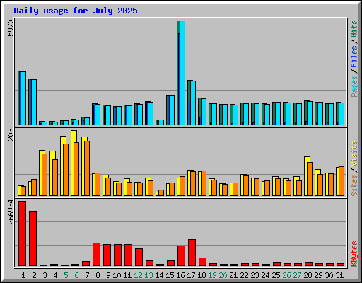 Daily usage for July 2025