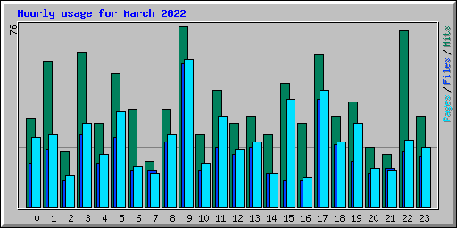 Hourly usage for March 2022